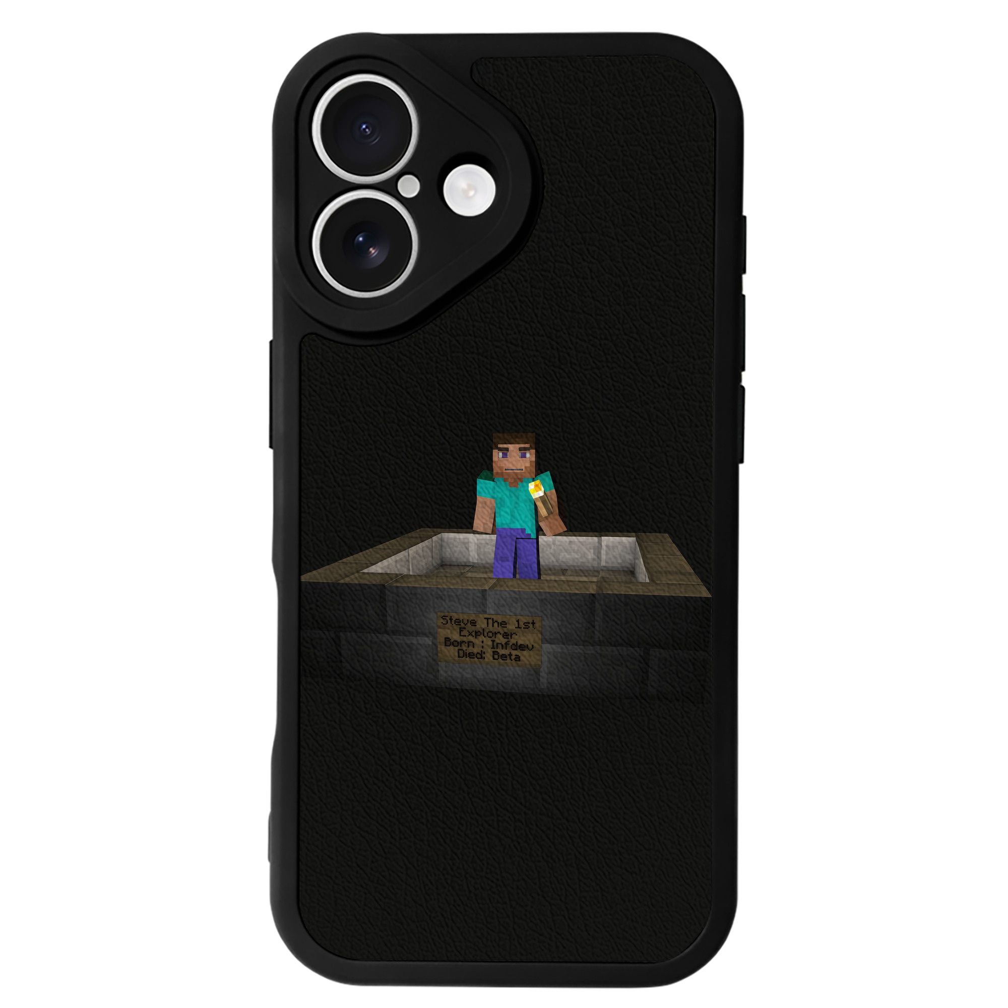 （画像用） マインクラフト ブロックの世界 Minecraft MC Block world 【iPhone 16シリーズ対応】シリコンスマホケース（レザー調） 材質：シリコン